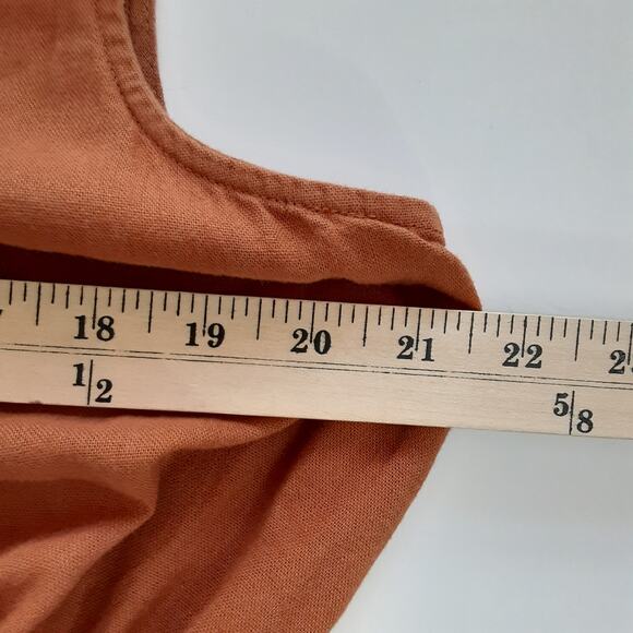 Liz Claiborne Wide Leg Jumpsuit Linen Blend Button Front Terracotta Womens L - Picture 6 of 11